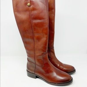 INC Fawne Riding Leather Boots Cognac Size 7.5